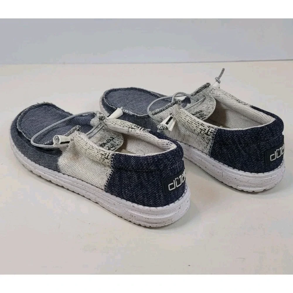 Hey Dude Men's Wally Sox Tri Slip On Shoes Navy White Size 8